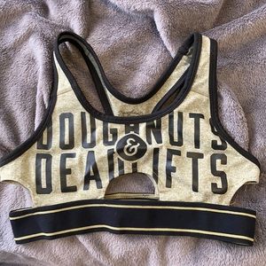 Doughnuts and deadlifts sports bra